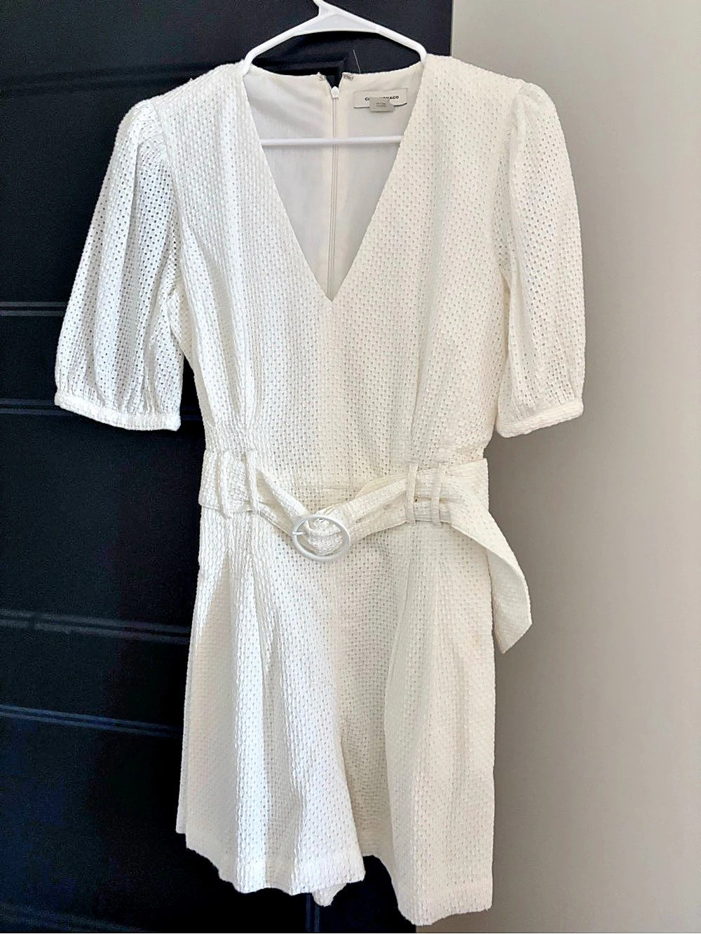 Club Monaco Belted Puff Sleeve Eyelet Romper White Size 4